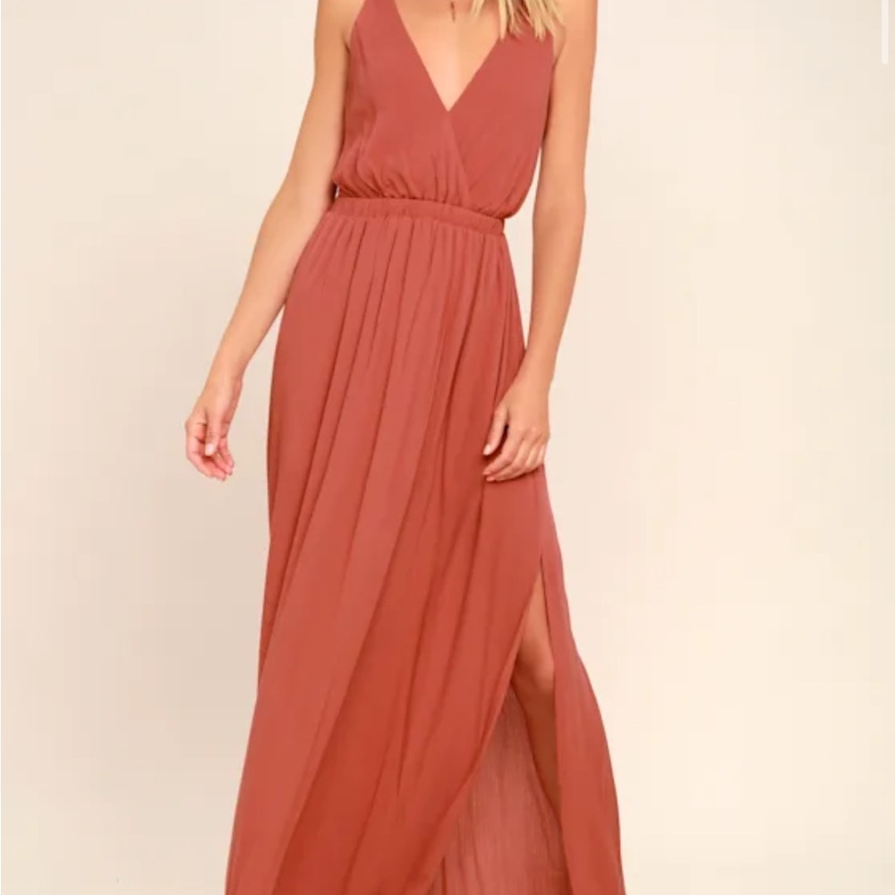 Lulu's Sleeveless Rust Maxi Dress